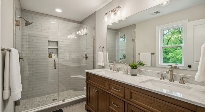 Modern bathroom renovation San Diego CA with tile work