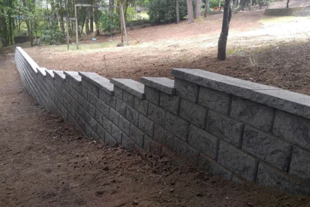 Concrete block wall for erosion control CA